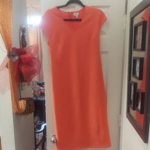 Elegant Orange Cap Sleeve Dress